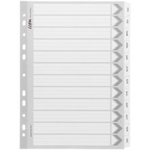 view Icon A4 Reinforced Cardboard Jan-Dec Indices - Black and White