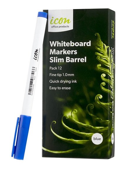 Icon Blue Fine Tip Slim Barrel Whiteboard Marker