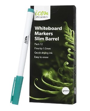 Icon Green Fine Tip Slim Barrel Whiteboard Marker