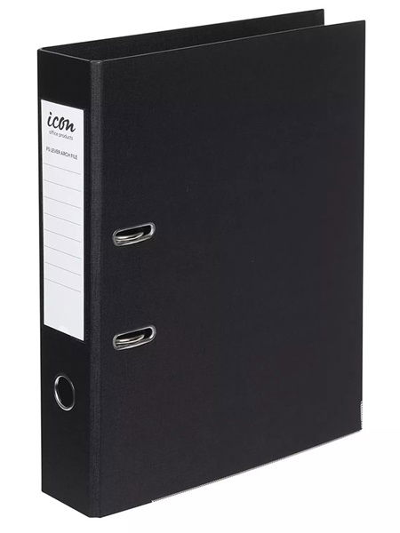 Icon Linen Foolscap Lever Arch File - Black