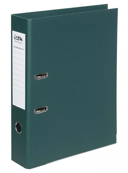 Icon Linen Foolscap Lever Arch File - Forest Green