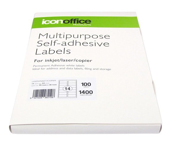 Icon 99.1 x 38.1mm Multipurpose Self-Adhesive White Labels - 1400 Pack