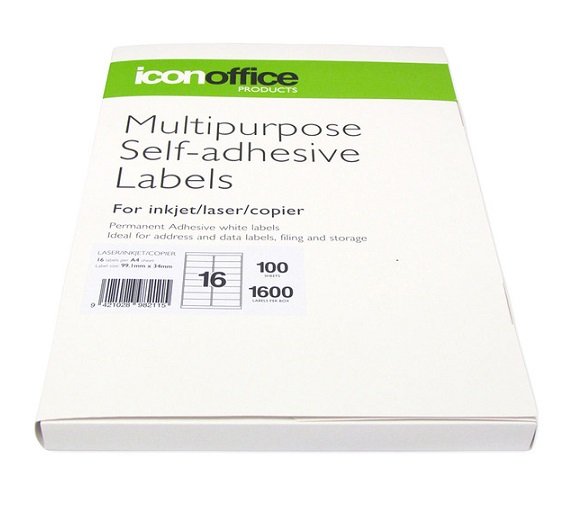 Icon 99.1 x 34mm Multipurpose Self-Adhesive White Labels - 1600 Pack