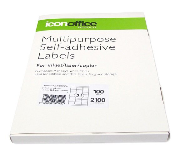 Icon 63.5 x 38.1mm Multipurpose Self-Adhesive White Labels - 2100 Pack