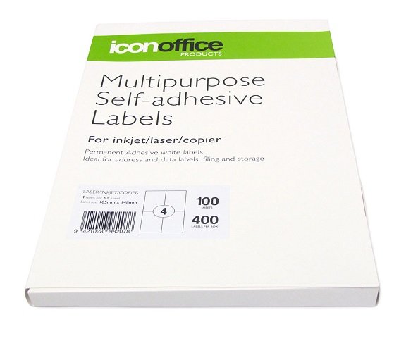 Icon 105 x 148mm Multipurpose Self-Adhesive White Labels - 400 Pack