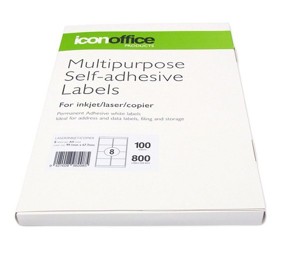 Icon 99.1 x 67.7mm Multipurpose Self-Adhesive White Labels - 800 Pack