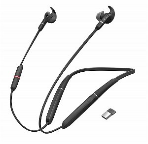 Jabra Evolve 65e UC Bluetooth In Ear Wireless Stereo Headset with Noise Cancelling & Link 370 - Optimised for Microsoft Business Applications