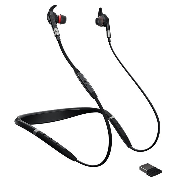 Jabra Evolve 75e MS Bluetooth Wireless In-Ear Headset + Link 370 USB Bluetooth Adapter - Optimised for Microsoft Business Applications