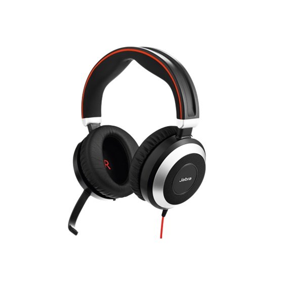 Jabra Evolve 80 MS USB-A & 3.5mm Overhead Wired Stereo Headset - Optimised for Microsoft Business Applications