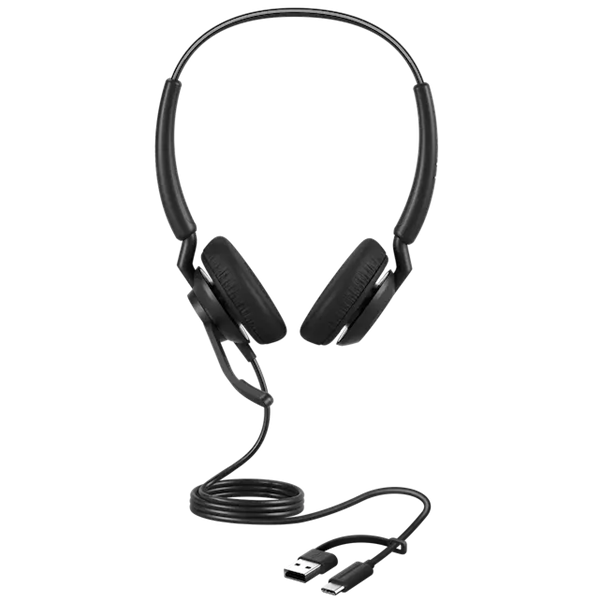 Jabra Engage 40 USB-C/USB-A MS Overhead Wired Stereo Headset with Noise Isolation - Black