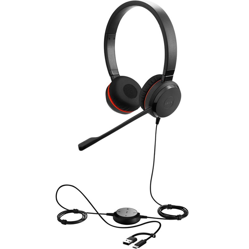 Jabra Evolve 30 II USB-C/USB-A Wired Stereo Headset - Certified for MS Teams