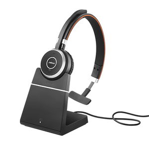 Jabra Evolve 65 SE Bluetooth Overhead Wireless Mono Headset with Charging Stand - Optimised for UC