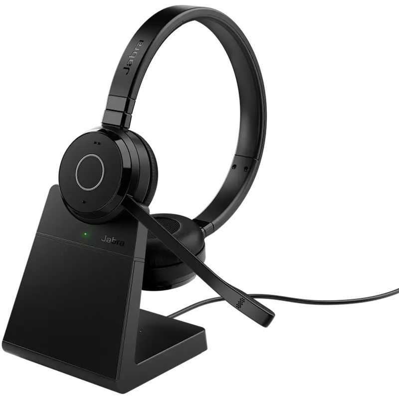 Jabra Evolve 65 TE USB-A Bluetooth Overhead Wireless Stereo Headset with Charging Stand - Optimised for UC