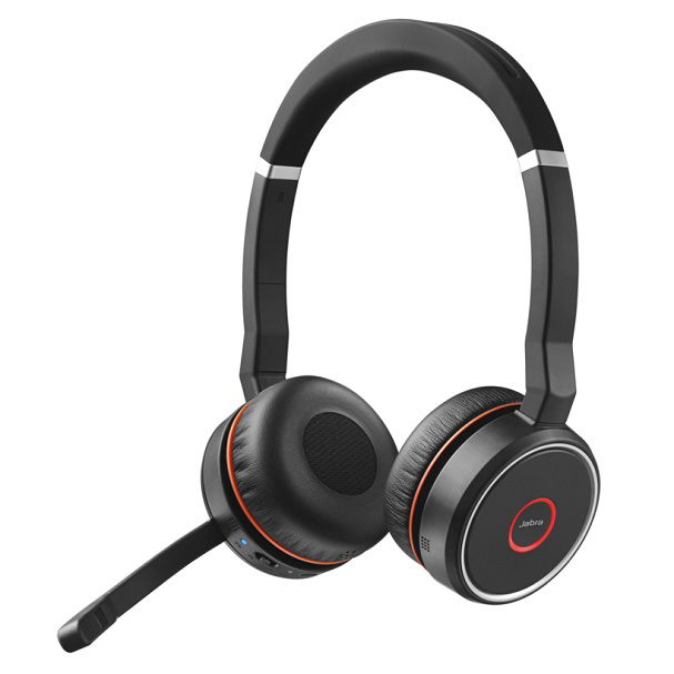 Jabra Evolve 75 Bluetooth Overhead Wireless Stereo Headset with Noise Cancelling - Certified for MS Teams