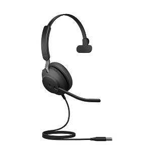 Jabra Evolve2 40 MS USB-A Over the Head Wired Mono Headset with Noise Cancelling - Optimised for Microsoft Business Applications