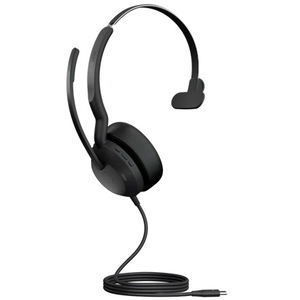 Jabra Evolve2 50 USB-C Bluetooth Overhead Wired Mono Headset with Noise Cancelling - Certified for MS Teams