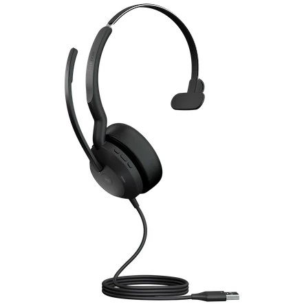 Jabra Evolve2 50 USB-A Bluetooth Overhead Wired Mono Headset with Noise Cancelling - Certified for MS Teams