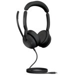 Jabra Evolve2 50 USB-C Bluetooth Overhead Wired Stereo Headset with Noise Cancelling - Certified for MS Teams