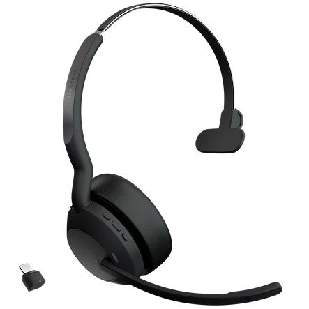 Jabra Evolve2 55 USB-C Bluetooth Overhead Wireless Mono Headset with Noise Cancelling - Optimised for UC