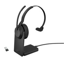 view Jabra Evolve2 55 USB-A Bluetooth Overhead Wireless Mono Headset with Noise Cancelling and Charging Stand - Certified for MS Teams