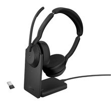 view Jabra Evolve2 55 USB-A Bluetooth Overhead Wireless Stereo Headset with Noise Cancelling and Charging Stand - Certified for MS Teams