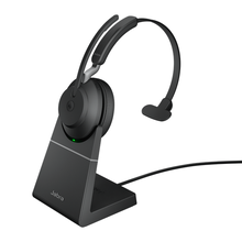 view Jabra Evolve2 65 MS USB-A Bluetooth Over the Head Wireless Mono Headset with Charging Stand - Black - Optimised for Microsoft Business Applications