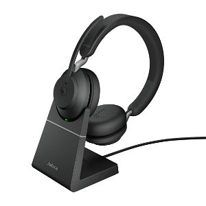 Jabra Evolve2 65 UC USB-A Bluetooth Over the Head Wireless Stereo Headset with Charging Stand - Black