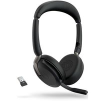view Jabra Evolve2 65 Flex MS USB Bluetooth On-Ear Wireless Stereo Headset with Noise Cancelling, USB-A Dongle and Charging Stand