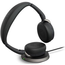 view Jabra Evolve2 65 Flex UC USB Bluetooth On-Ear Wireless Stereo Headset with Noise Cancelling, USB-A Dongle and Charging Stand