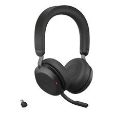 view Jabra Evolve2 75 Bluetooth Overhead Wireless Stereo Headset with Noise Cancelling and USB-A Dongle - Black, Certified for MS Teams