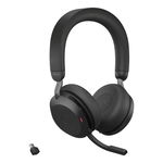 Jabra Evolve2 75 UC Bluetooth Overhead Wireless Stereo Headset with Noise Cancelling and USB-C Dongle - Black