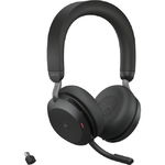 Jabra Evolve2 75 USB-C MS On-ear Wireless Stereo Headset with Noise Cancelling - Black