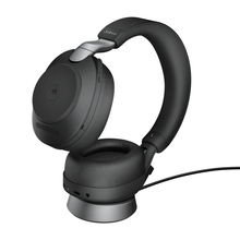 view Jabra Evolve2 85 UC USB-C 3.5mm Bluetooth Over the Head Wireless Stereo Headset with Charging Stand - Black