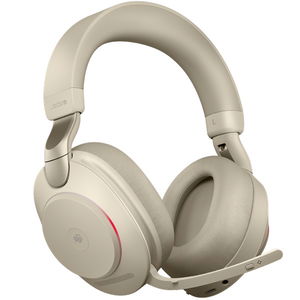 Jabra Evolve2 85 UC USB-A Bluetooth 3.5mm Over the Ear Stereo Headset with Noise Cancelling, USB-A Dongle, and Charging Stand - Beige, Optimised for UC
