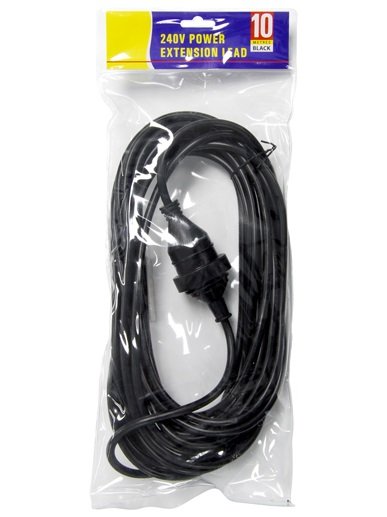 Jackson 10M Power Extension Lead Supplied in Retail Packaging - Black