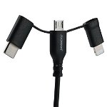 Jackson 1m MFi Certified 3-in-1 Charge & Sync Cable - Black