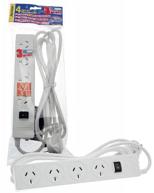 Jackson 4 Outlet Powerboard with Surge & Overload Protection