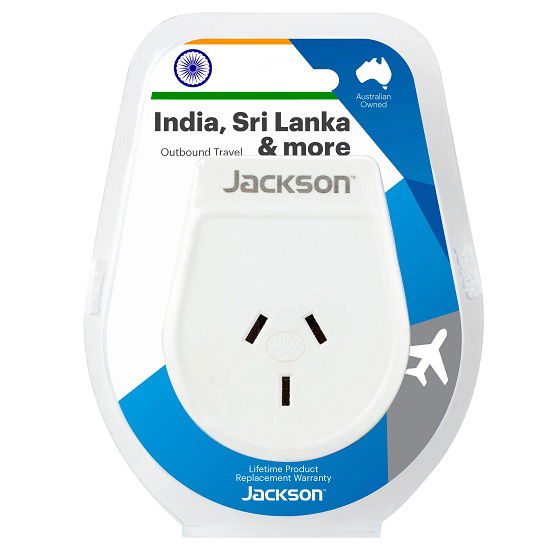 Jackson Outbound Slim Travel Adaptor - India, Sri Lanka