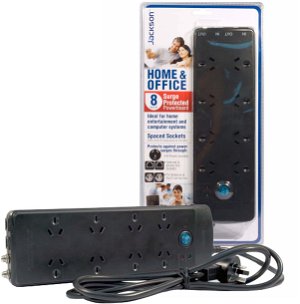 Jackson 8 Outlet Protected Power Board with Telephone and TV Line Protection