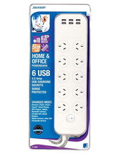 view Jackson PT1055 10 Outlet Surge Protected Power Board with 6 USB Charging Outlets