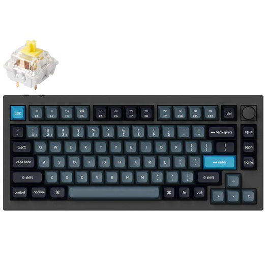 Keychron Q1 Pro 75% Banana Switch RGB Wireless Mechanical Keyboard with Knob - Carbon Black