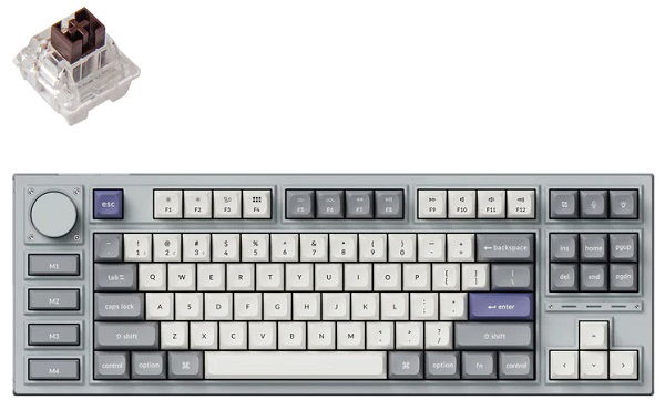 Keychron Q3P-X3 TKL Layout Brown Switch RGB Wireless Mechanical Keyboard With Knob - Silver Grey