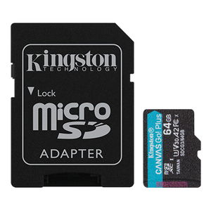 Kingston Canvas Go! Plus 64GB Class 10 Micro SDXC Memory Card with SD Adapter