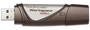 Kingston DataTraveler Workspace 128GB USB 3.0 Flash Drive - Black, Silver