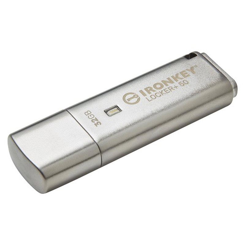 Kingston IronKey Locker+ 50 Series 32GB USB 3.2 (Gen 1) Type-A AES USB Flash Drive - Silver