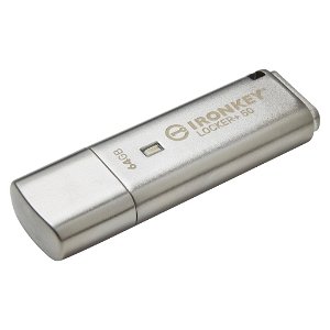 Kingston IronKey Locker+ 50 Series 64GB USB 3.2 (Gen 1) Type-A AES USB Flash Drive - Silver