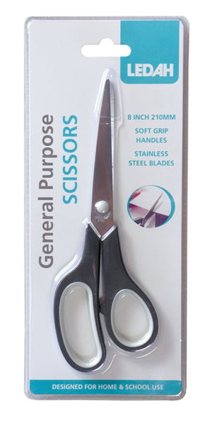 Ledah 8 Inch General Purpose Scissors - Black