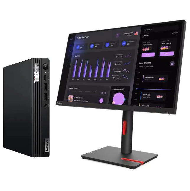 Lenovo ThinkCentre M70q Gen 5 i5-14400T 4.5GHz 16GB (2 x 8GB) RAM 512GB SSD Tiny Desktop with Windows 11 Pro + ThinkVision 23.8" Monitor