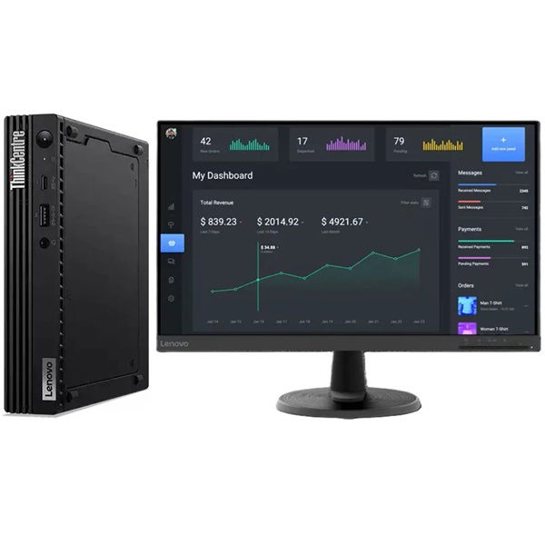 Lenovo ThinkCentre M75q Gen 2 Ryzen 7 Pro 5750GE 4.6GHz 16GB RAM 512GB SSD Tiny Desktop PC with Windows 11 Pro + Lenovo 23.8" Monitor