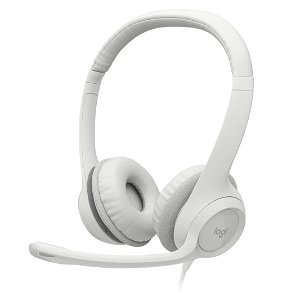 Logitech H390 USB Overhead Wired Stereo Headset with Noise Cancelling - Off White